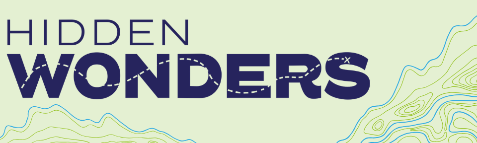 Hidden Wonders Adult Summer Programming featuring a topographical map design
